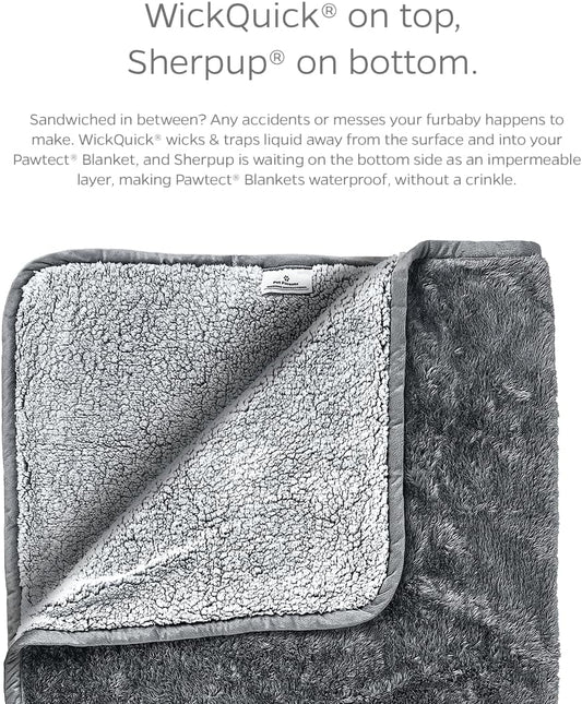 Pawtect Premium Waterproof Cat & Dog Blanket with Wickquick & Sherpup Technology, Puppy & Cat Blanket, Slate 32X40