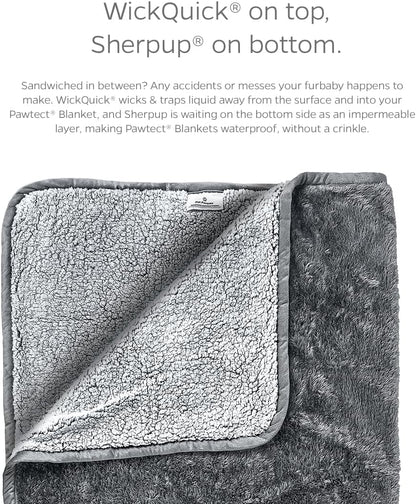 Pawtect Premium Waterproof Cat & Dog Blanket with Wickquick & Sherpup Technology, Puppy & Cat Blanket, Slate 32X40